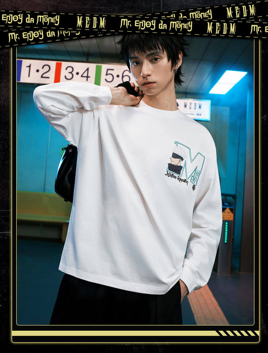 MEDM × Jujutsu Kaisen Big M Logo Character Print Embroidered Long Sleeve Tee | Face 3 Face