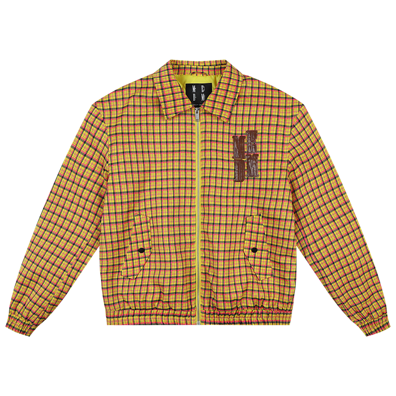 MEDM Plaid Quilted-Lined Leather Patch Track Jacket | Face 3 Face