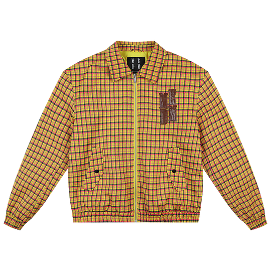 MEDM Plaid Quilted-Lined Leather Patch Track Jacket | Face 3 Face