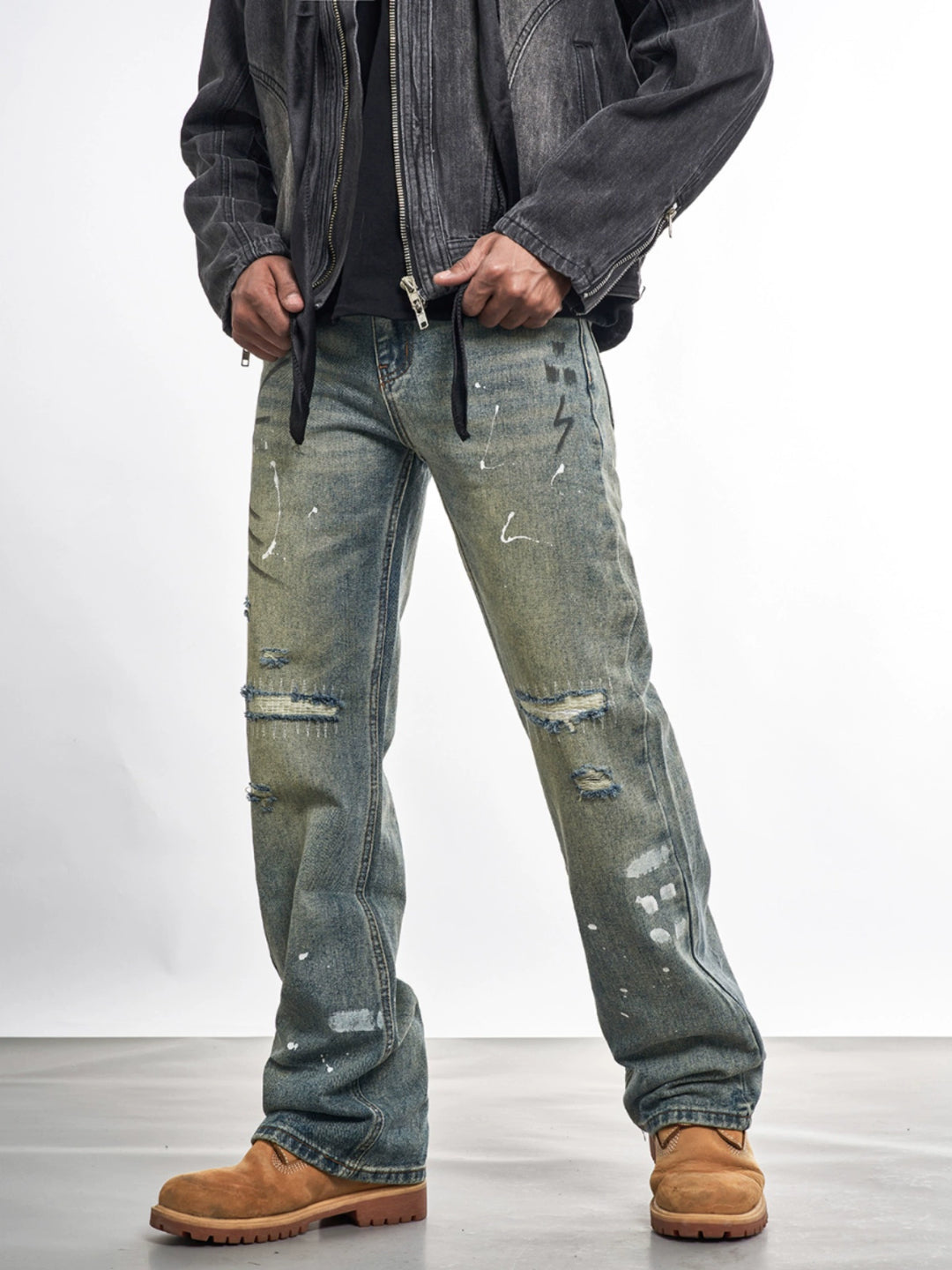 F3F Select Patch Graffiti Washed Gradient Jeans | Face 3 Face