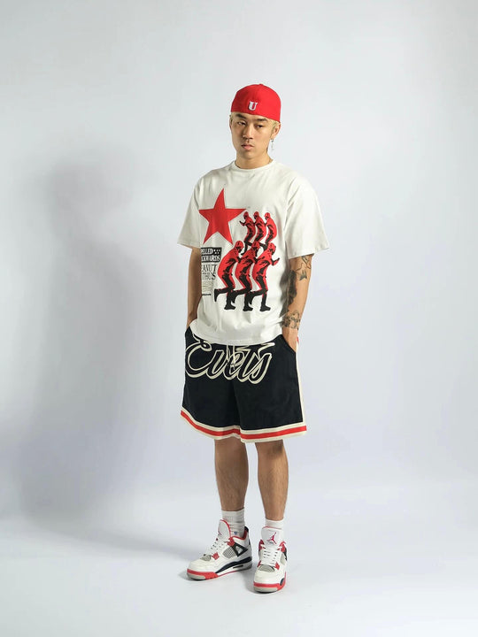 EVETS Logo Print Basketball Shorts