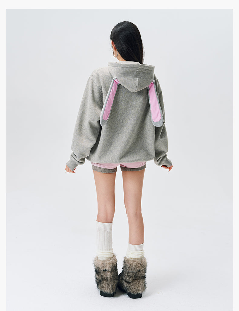 MEDM Bunny Ears Hooded Zip-Up Hoodie | Face 3 Face