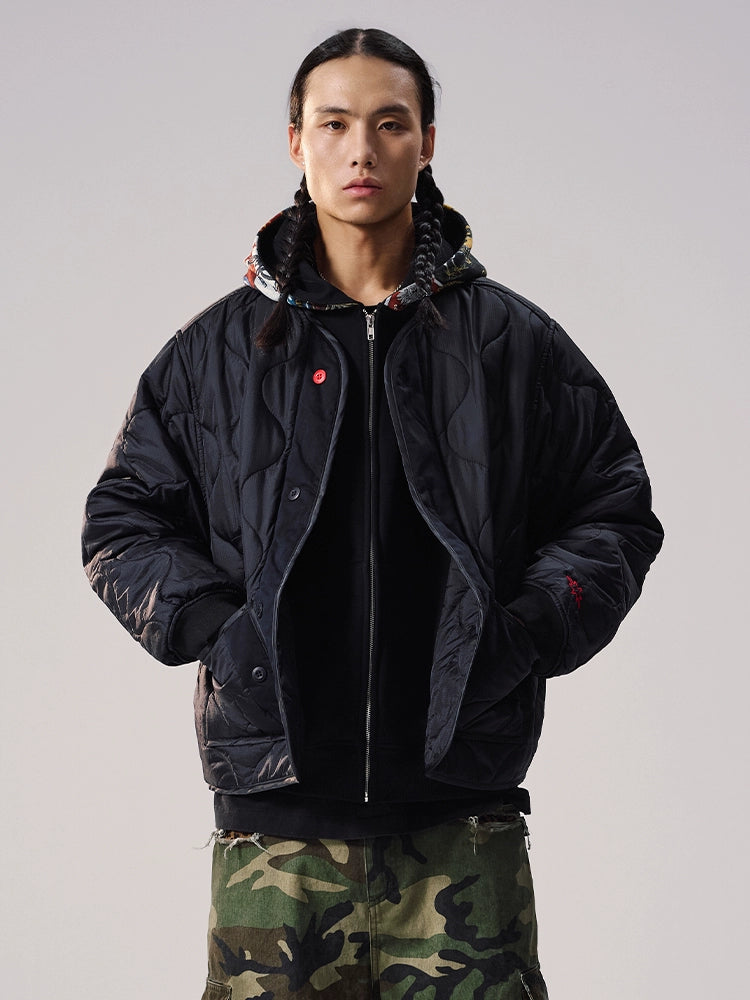 Remedy Patch Embroidered Quilted Military Jacket | Face 3 Face