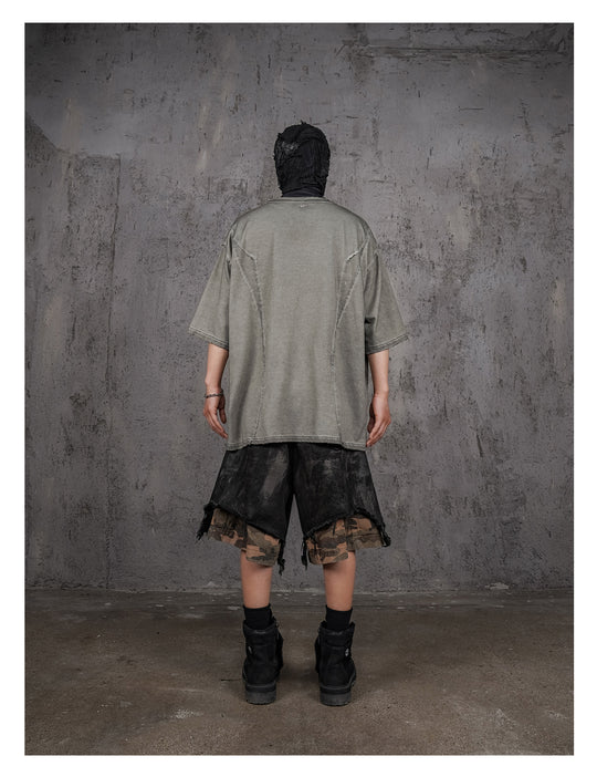 UNDERWATER Gray Sand-Washed Faded Deconstructed Tee | Face 3 Face