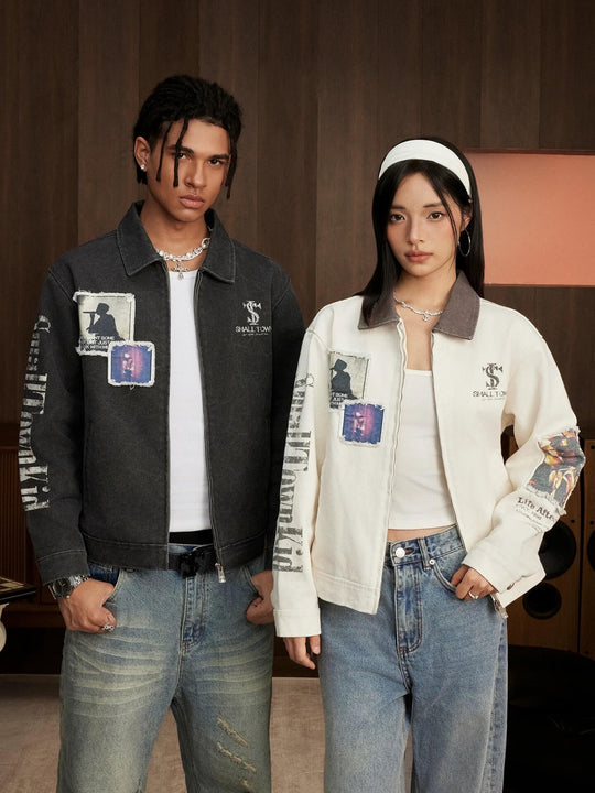 Small Town Kid Music Patch Washed Canvas Work Jacket | Face 3 Face