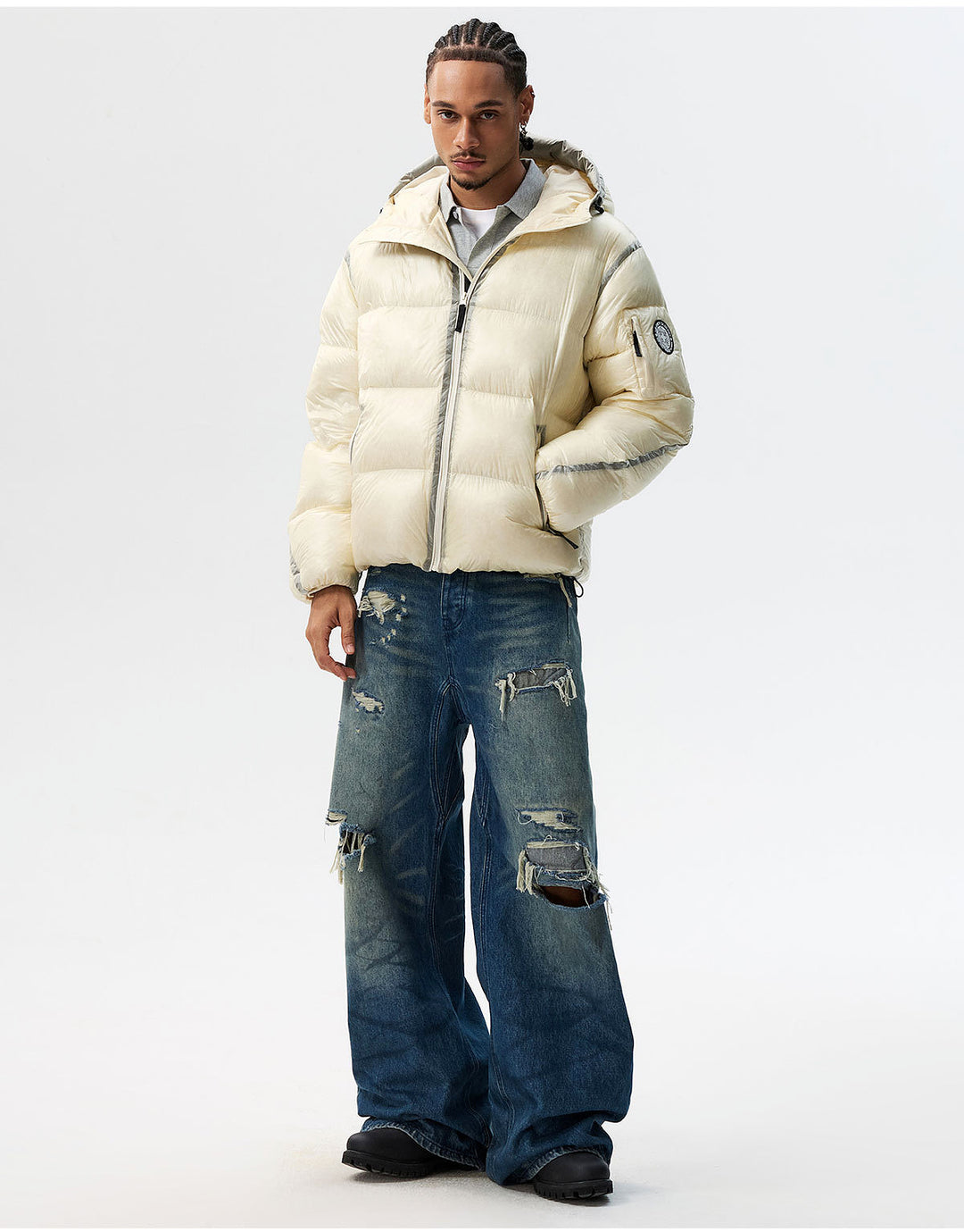 MEDM Hooded Sheer Down Jacket | Face 3 Face