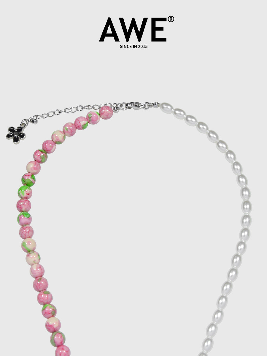 AWE Black Sunflower Pendant Stone Pearl Chain Necklace | Face 3 Face