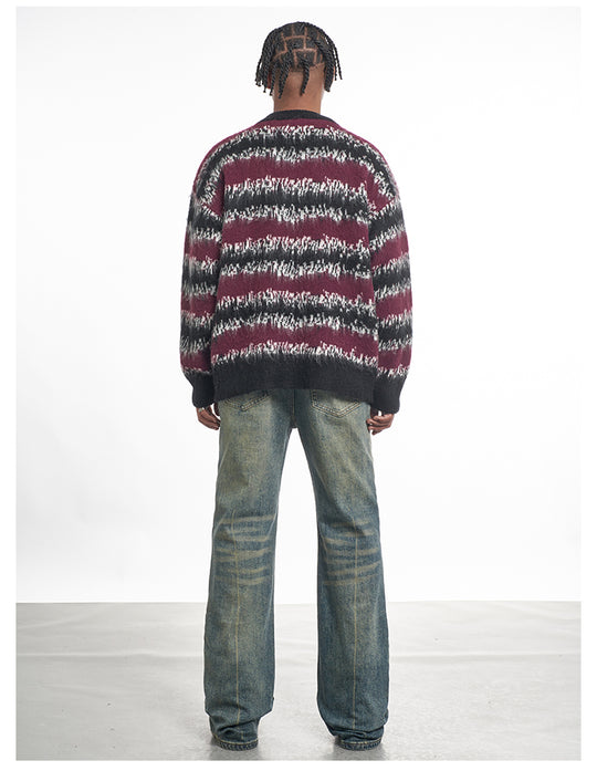 F3F Select Gradient Striped Fuzzy Knit Sweater | Face 3 Face