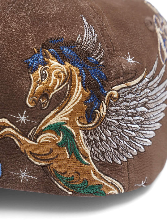 1807 Pegasus 3D Embroidered Flocked PU Leather Dad Hat | Face 3 Face