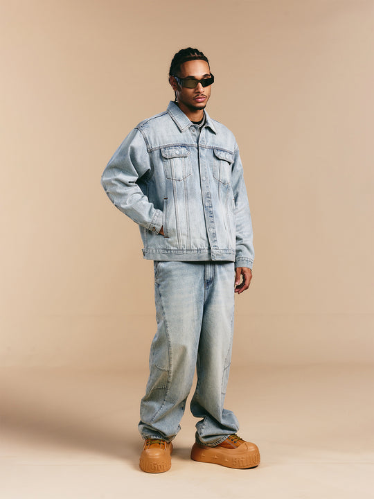 1807 Still Going Vintage Print Wash Denim Jacket | Face 3 Face