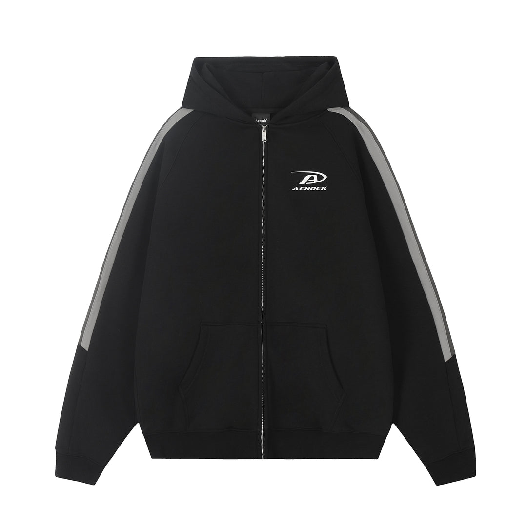 Achock Small Logo Splicing Zipper Hoodie