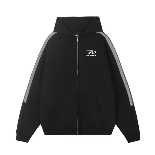 Achock Small Logo Splicing Zipper Hoodie