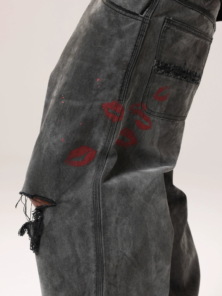 Remedy Kiss Mark Distressed Hole Work Painter Pants | Face 3 Face