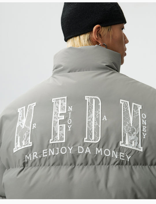 MEDM 3D Embroidered Lace Puffer Jacket | Face 3 Face