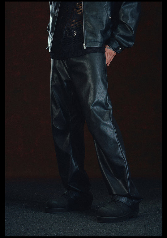 DICETINY Double Pleated Leather Pants | Face 3 Face