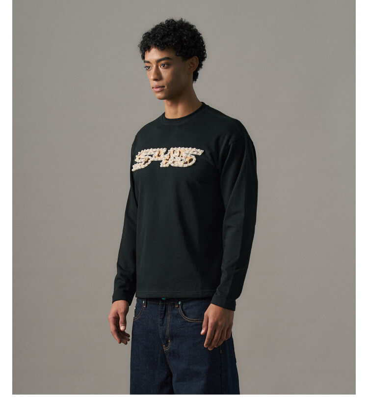 S45 Leopard Patch Pearl Logo Long Sleeve Tee | Face 3 Face