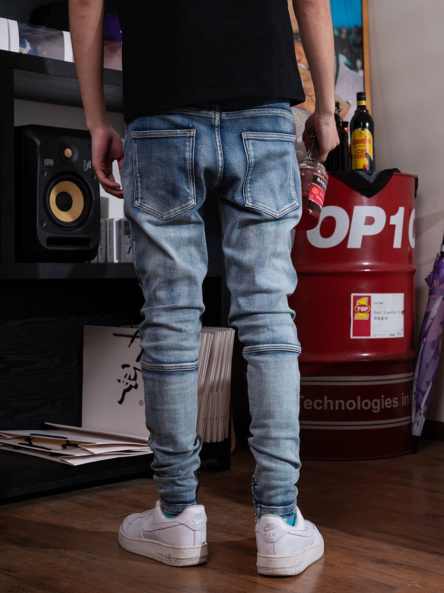 TGFCLUB Washed Distressed Slim Fit Stretch Jeans | Face 3 Face