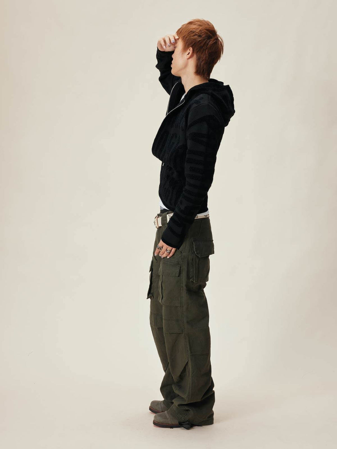 EVILKNIGHT(EK) Jacquard Knit Zip Up Hoodie