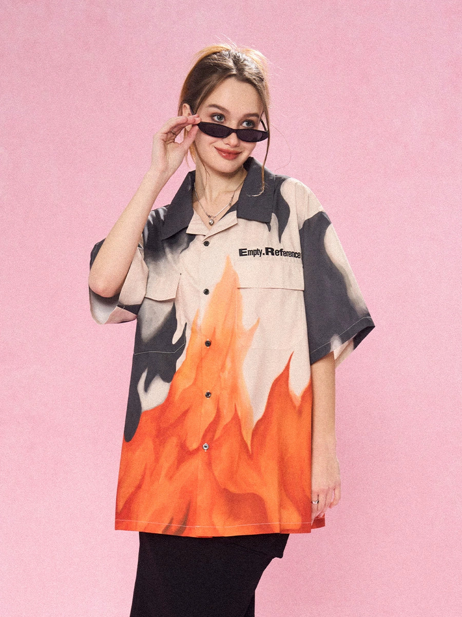 EMPTY REFERENCE Flame Ashes Pocket Short Sleeve Shirt