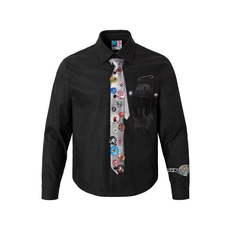 YADcrew 3D-Printed Tie & Badge Long-Sleeve Shirt | Face 3 Face