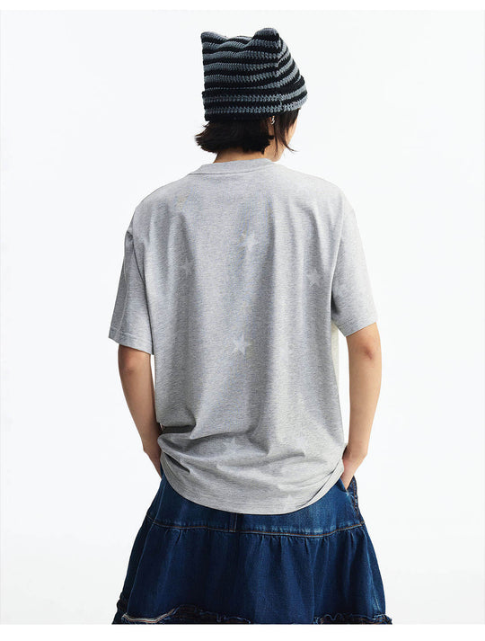 MEDM All Over Star and Graphic Logo Print Short Sleeve Tee | Face 3 Face