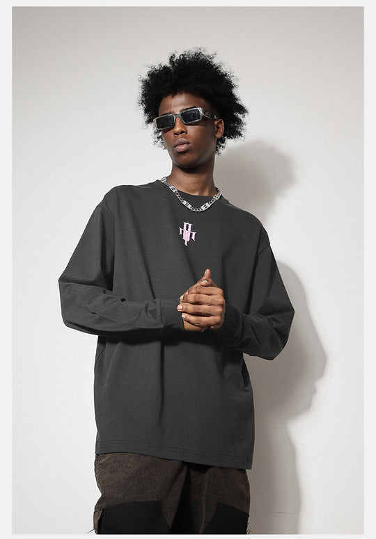 DICETINY Basic Logo Print Long Sleeve Tee | Face 3 Face