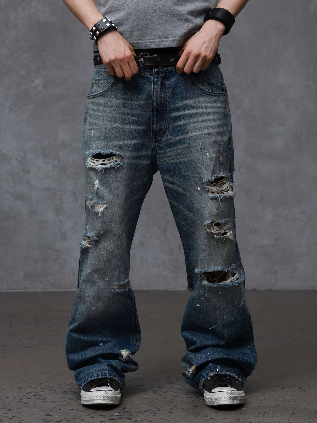 ANTIDOTE Back Embroidery Washed Distressed Jeans | Face 3 Face