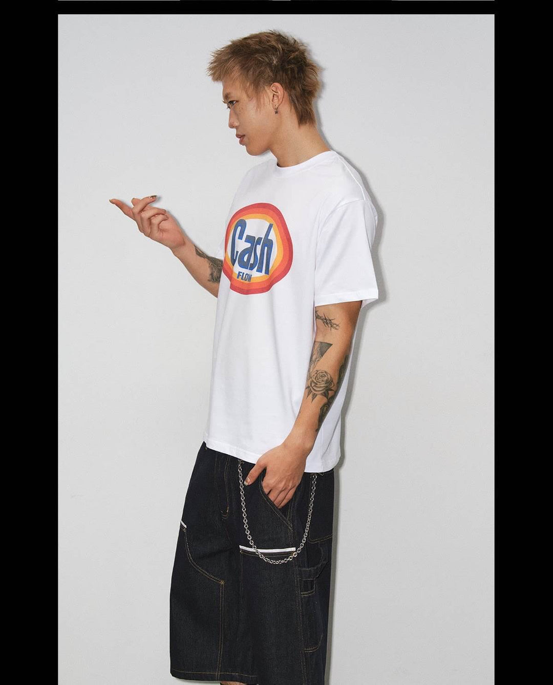 NOVACAM Cash Flow Letter Print Short Sleeve Tee | Face 3 Face