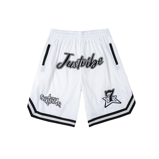 JUST VIBE Patch Embroidered Mesh Basketball Shorts | Face 3 Face