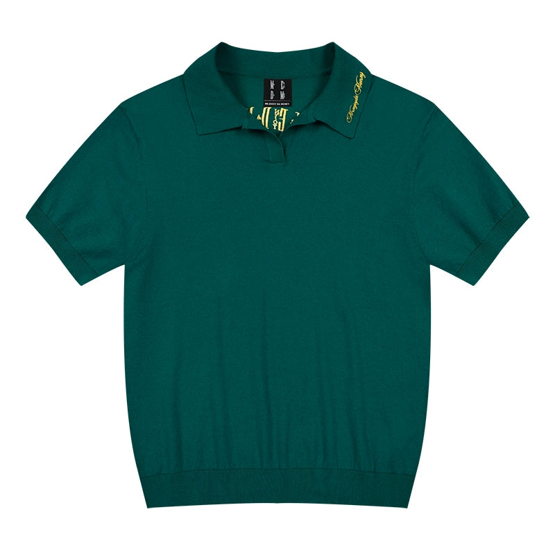 MEDM Handwriting Embroidery Knit Polo | Face 3 Face