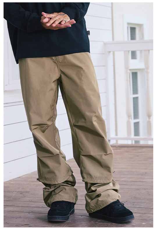 Remedy Pleated Drawstring Nylon Work Pants | Face 3 Face