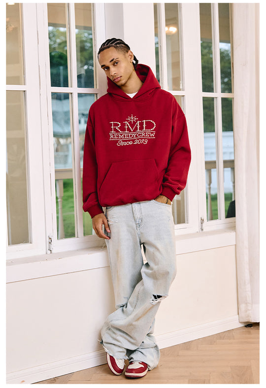 Remedy RMD Pearl Letter Embroidered Hoodie | Face 3 Face