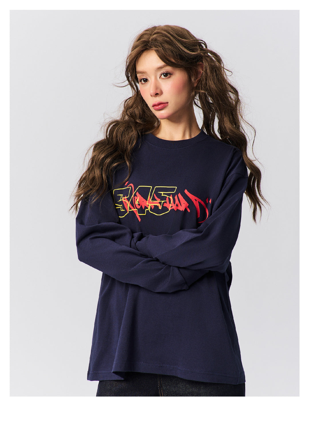 S45 Graffiti Font Typography Long-Sleeve Tee | Face 3 Face