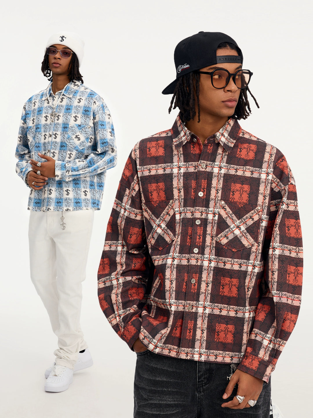 Small Town Kid Cross Logo Original Plaid Full-Print Long Sleeve Shirt | Face 3 Face