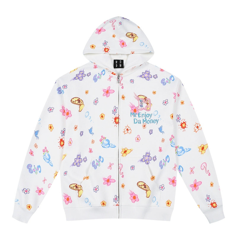 MEDM Graffiti Flower Full Print Zip Up Hoodie | Face 3 Face