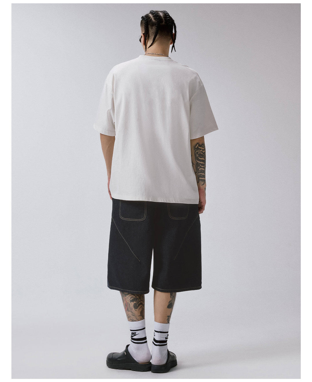 F2CE Plaid Pocket Patchwork Denim Baggy Shorts | Face 3 Face