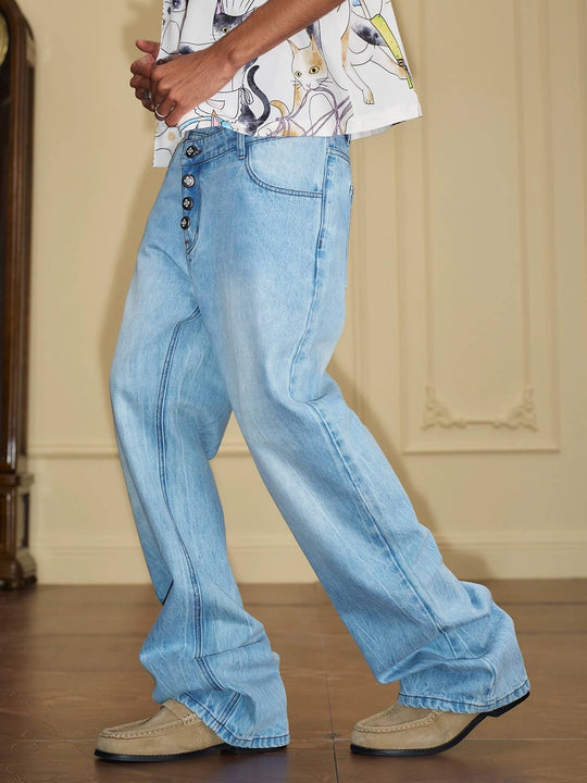 YADcrew Crossover Waist Washed Jeans | Face 3 Face
