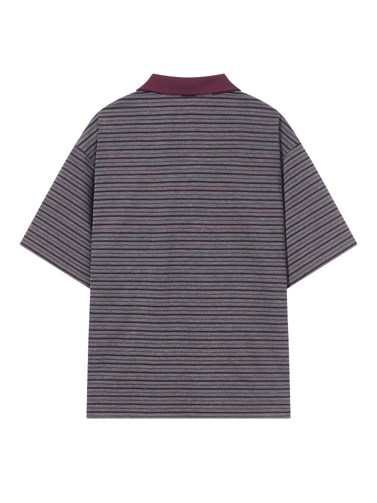 BLIND NO PLAN Striped Raw-Edge Patch Polo | Face 3 Face