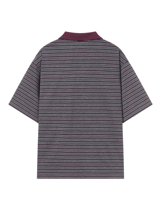 BLIND NO PLAN Striped Raw-Edge Patch Polo | Face 3 Face