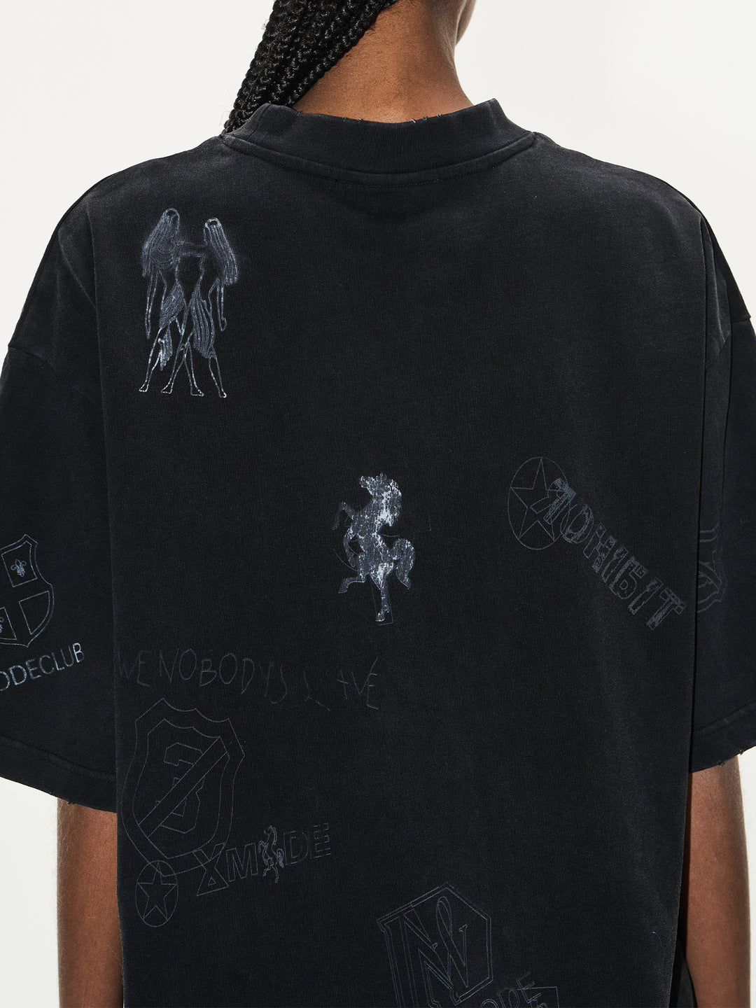 BLIND NO PLAN Washed Vintage Graffiti Multi-Print Tee | Face 3 Face