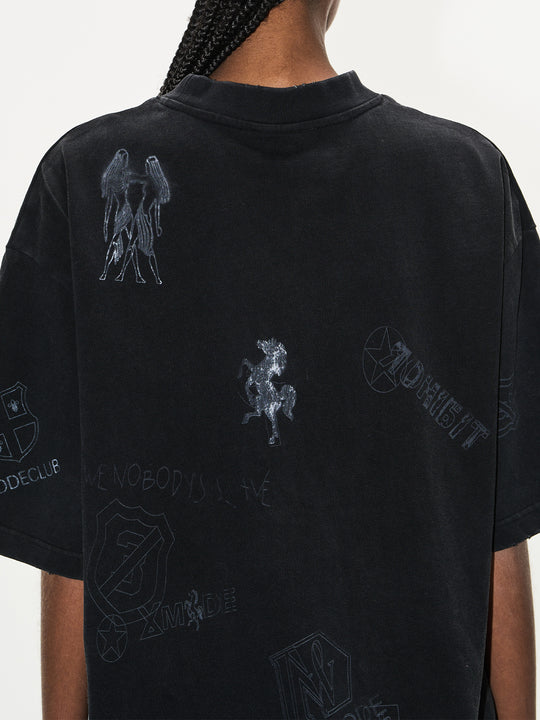 BLIND NO PLAN Washed Vintage Graffiti Multi-Print Tee | Face 3 Face