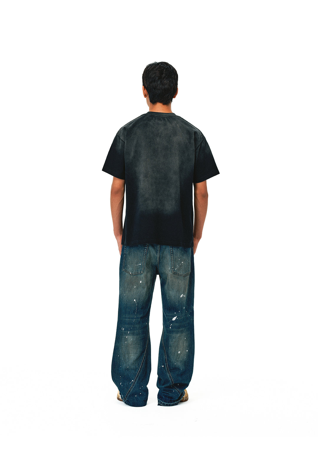 EVILKNIGHT(EK) Aged Splatter Ink Flared Denim Jeans | Face 3 Face