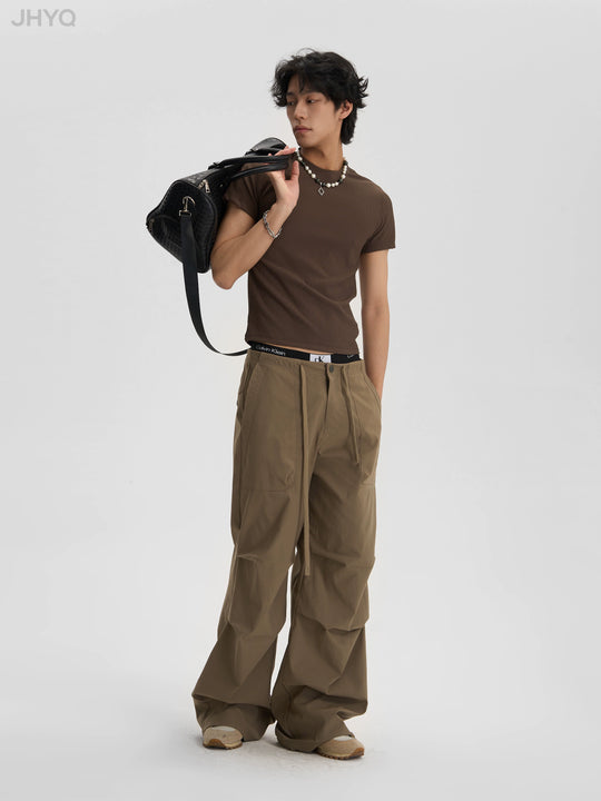 JHYQ Pleated Paratrooper Drawstring Work Pants