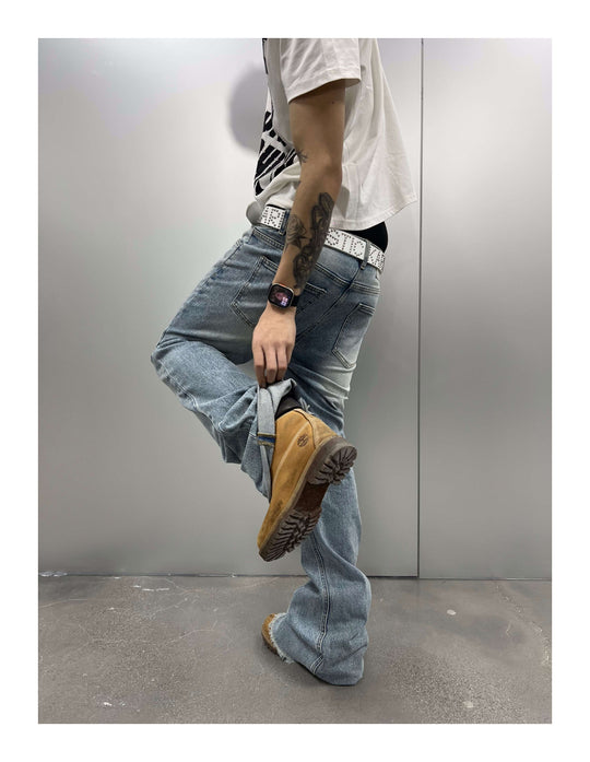 KARMANISTIC Cutoff Washed Flared Jeans | Face 3 Face