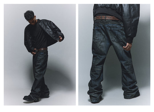 ANTIDOTE Dirty Blue Destroyed Studded Bootcut Jeans | Face 3 Face