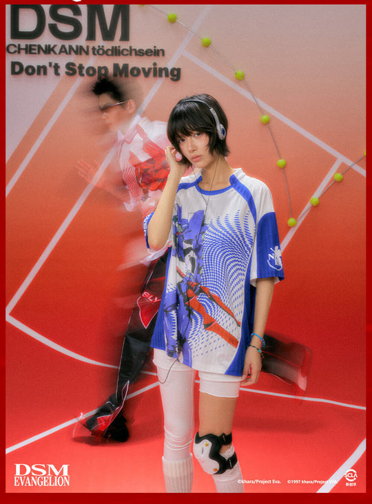 DSM x EVA Unit Graphic Print Striped Short Sleeve Soccer Jersey