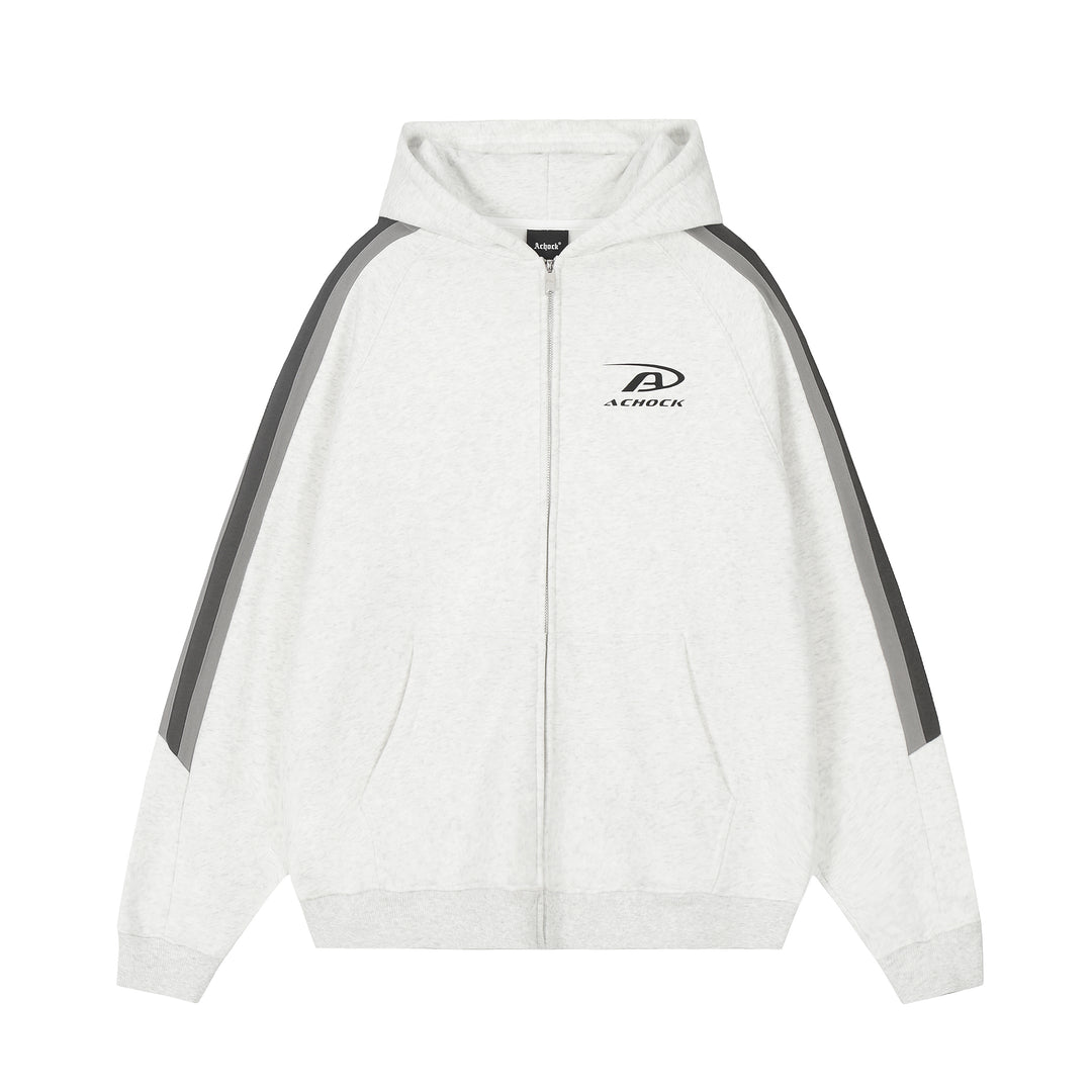 Achock Small Logo Splicing Zipper Hoodie