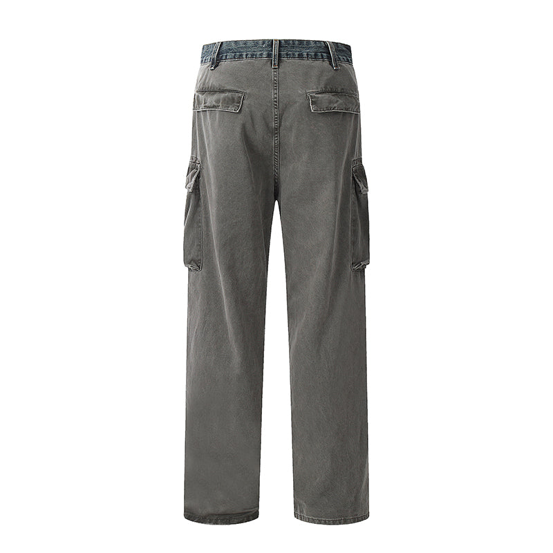 F3F Select Washed Multi Pocket Loose Denim Cargo Pants