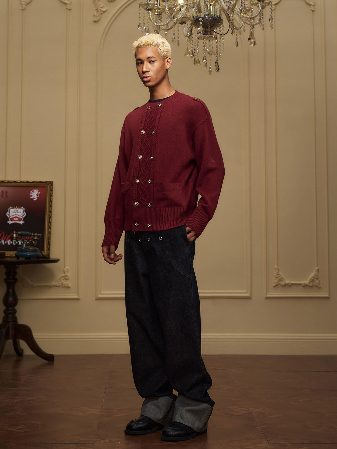 YADcrew Double Breasted Metal Button Cable Knit Cardigan | Face 3 Face