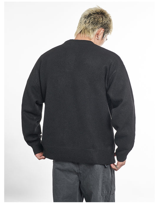 F3F Select Relaxed Fit Henley Neck Knit Sweater | Face 3 Face